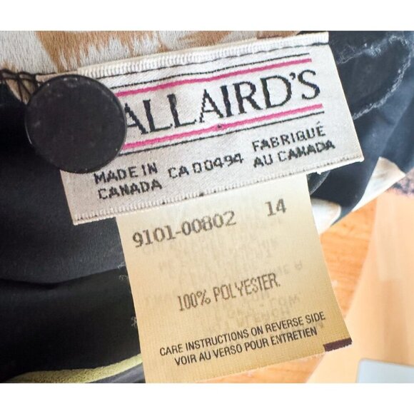 Vintage Allaird s Black Red Ivory Floral Belted Pleated Midi Dress M - Picture 10 of 11